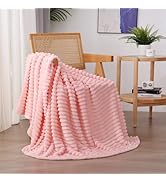 Linecooo Light Pink Fleece Throw Blanket 50”×60” for Couch Sofa Bed,Super Soft Cozy Plush Microfi...