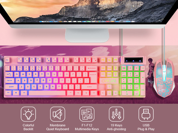 pink keyboard wired