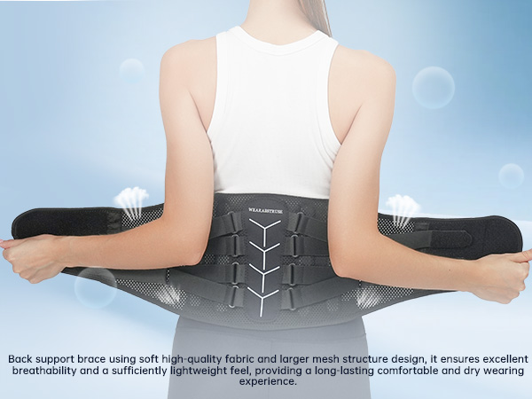 Back support brace using soft high-quality fabric and larger mesh structure desig.