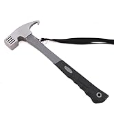 Camping Hammer with Tent Stake Remover, 12" Heavy Duty Steel Tent Mallet Rubber Covered Anti-Slip...