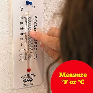 mercury-free thermometer,thermometer for indoor science use,easy-to-read,dual-scaled,student 