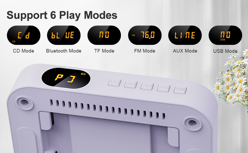 purple cd player support 6 Play Modes