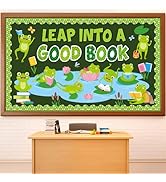 gisgfim Frog Reading Bulletin Board Decorations Set Classroom Summer Leap Into A Good Book Bullet...