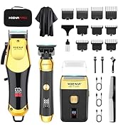 HIENA PRO Hair Clippers for Men Professional, Cordless Barber Clipper T-Blade Beard/Hair Trimmer ...