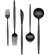 30-Piece Black Silverware Set, Flatware Set for 6, Food-Grade Stainless Steel Tableware Cutlery S...