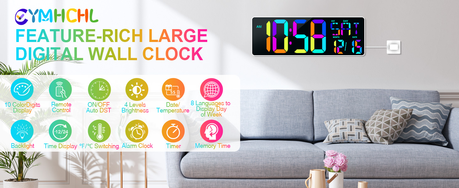large digital wall clock