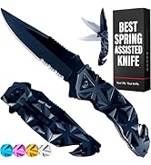 GOOD WORKER Tactical Pocket Knife for Men - Serrated Sharp 3.5" Blade - Spring Assisted Folding K...
