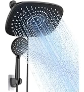 Veken Rain Shower Head with Handheld, High Pressure Rainfall Showerhead Combo with 5 Handheld Wat...