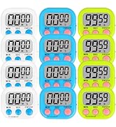 ZILLEEN 12 Pack Kitchen Timers for Cooking Digital Classroom Timers for Teachers Kids White Blue ...