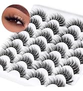 Losha Lashes 14 Pairs Fluffy False Lashes Soft Handmade Fake Eyelashes Vegan Cat Eye Lashes that ...