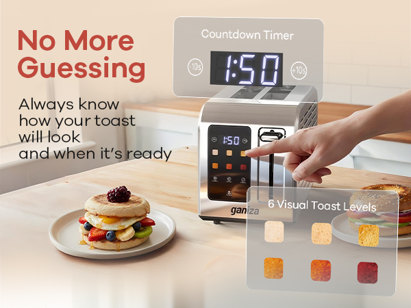 smart toaster 2 slice digital countdown timer