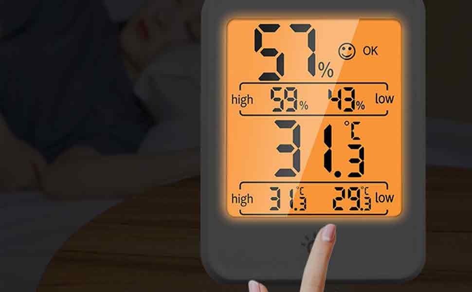 room door hygrometer with backlight