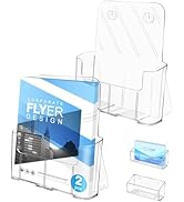 Sahasea Acrylic Brochure Holder 8.5 x 11, 2 Pack Clear Brochure and Business Rack Card Holder Sta...