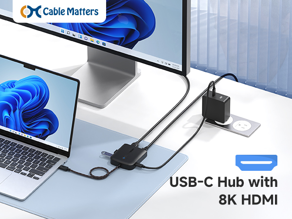 USB C Hub HDMI 2.1, Up to [8K@30Hz/4K@120Hz, 100W Charging, 5Gbps Data