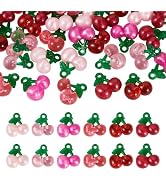 Sparkeads 36 Pcs Resin Cherry Charms Pink Cute Fruit Charms Mini Cherries Food Bead Kawaii Summer...