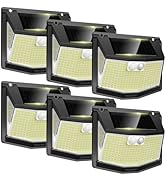 TECKNET 248 LED Solar Lights Outdoor Motion Sensor 6 Pack, 300° Angle &amp; 3 Lighting Modes Ultra Br...