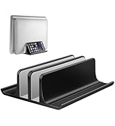 Vaydeer Double Adjustable Vertical Laptop Stand Newly Designed 2 Slots Aluminum Desktop Dual Hold...