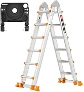 Valeo Ladder 22FT, Multi Position 6 Step Ladder Extension, Anti-Slip A Frame Folding Ladder with ...