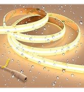 GOMING 24V Super Bright COB LED Strip Light Warm White 3000K 16.4ft(5M) 621LM/FT 14.5W/M IP65 Wat...