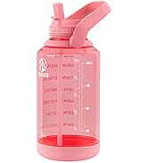 Takeya 64 oz Motivational Water Bottle with Straw Lid with Time Marker, Half Gallon, Premium Qual...