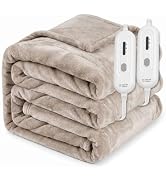 Tefici Heated Blanket Queen Size,Ultra Soft Double Flannel Electric Blanket | Dual Control,3 Heat...