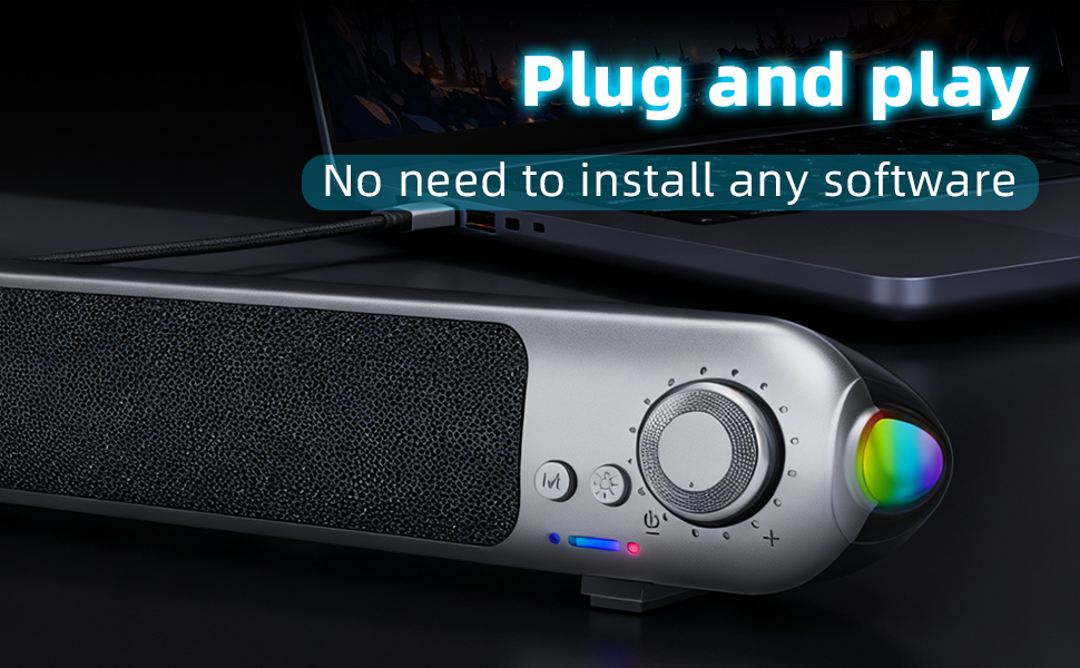 Computer Speakers for Desktop PC with 7 - Color Pulsating LED