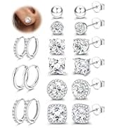 BESTEEL S925 Sterling Silver Stud Earrings for Women Men - Hypoallergenic 18K Gold Plated Hoop Ea...