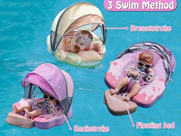 Mambobaby Float Add Tail Newest BabyInfant Swim Float with Canopy