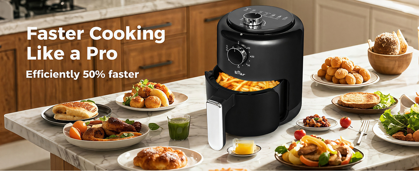 bear mini air fryer 2.1qt faster cooking