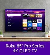 Roku Smart TV – 65-Inch Plus Series 4K QLED RokuTV with Roku Voice Remote Pro, Dolby Vision, Stri...