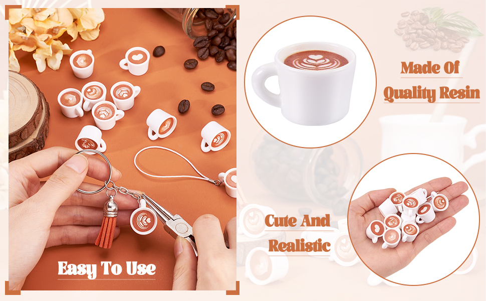 coffee charm mini coffee pot mug coffee keychain mini resin food tiny cup