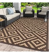 GENIMO Outdoor Rug for Patio Clearance, 6'x9' Waterproof Camping Mat, Reversible Plastic Straw Ru...