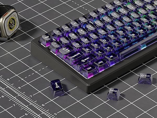 Purple clear keycaps ceramic caps style