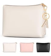 MAANGE A-Z Personalized Small Makeup Bag Initial PU Leather Make Up Bag Cute Cosmetic Bag For Wom...