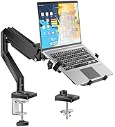 WALI Laptop Desk Mount, 2-in-1 Monitor Mount with Adjustable Laptop Tray, Fits Max 17
