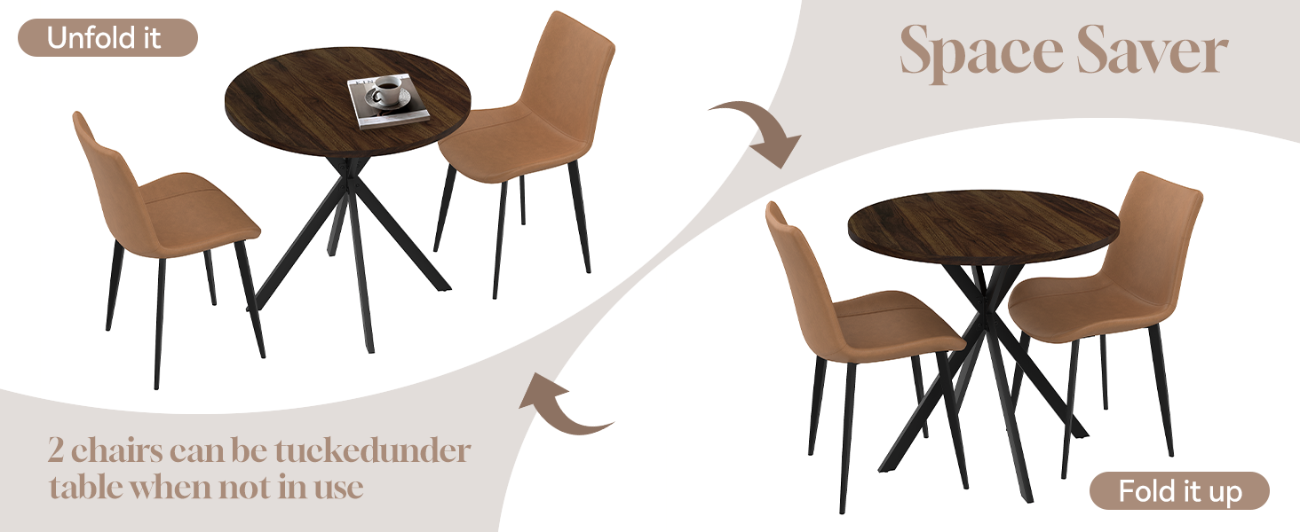 Round Dining Table Chairs Set for 2