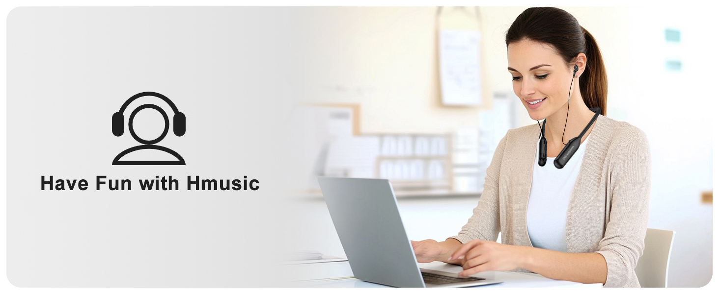 hmusic h25 wirless bluetooth earbuds long battery life large battery headphones fitness earbuds