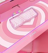 Pink Love Heart RGB Gaming Mouse Pad 31.5x12 Inch PC XL Large Extended Glowing Led Light Up Cool ...