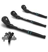 DURATECH 3-Piece Flex-Head Ratchet, 90-Tooth Quick-Release Ratchet Wrench | 1/4", 3/8", 1/2" Sock...