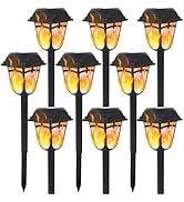 Dynaming Solar Flame Torch Lights Outdoor, 9 Pack Flickering Flame Pathway Solar Lights, Auto On/...