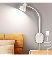 Uchoiceme Wall Mounted Reading Light, Book Lights for Reading in Bed White