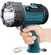 YIERBLUE Rechargeable Spotlight Flashlight with 100000 Lumen LED, IP67 Waterproof Long Running Sp...