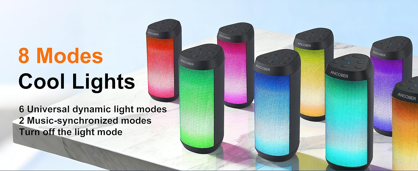 This Bluetooth speaker has 8 LED light modes, and surpport turn off the light