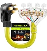 Campzlly 50 Amp to 110 Adapter RV Cord, 50 Amp to 20 Amp Adapter, NEMA 14-50P Male Plug to 4X 5-1...