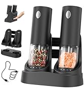 CIRCLE JOY Electric Salt and Pepper Grinder Set Automatic Salt and Pepper Grinder Set with Easy-t...