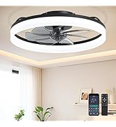 DIAMONDFORGE Ceiling Fans with Lights and Remote Fandelier - 20'' Flush Mount Low Profile Modern ...