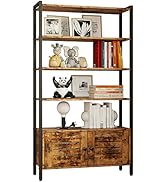 IRONCK Bookshelf and Bookcase with Door and 4 Shelves, 31.5" Wide Bookshelves with Wheels, Standi...