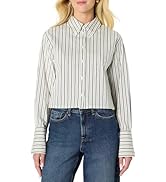 Essentials (Demi's Pick Women's Oversized-Fit Cotton Stretch Poplin Button-Down Dress Shirt