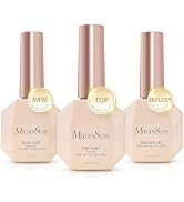 MelodySusie No Wipe Glossy Top Coat Base Coat Builder Gel Set Long Lasting Shine Finish Soak Off ...