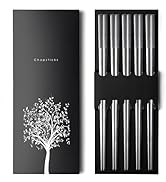 IQCWOOD Chopsticks Reusable, 5 Pairs 304 Stainless Steel Chopstick, Korean Japanese Chinese Chop ...